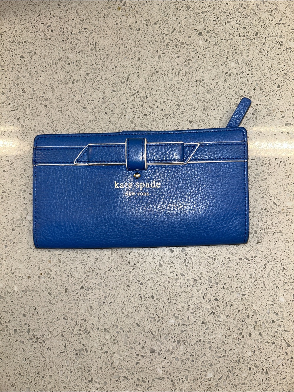 kate spade New York Bright Blue Leather Cobble hill bow Stacy Wallet